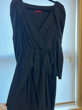 Lanvin Navy Long-Sleeve Wrap Dress